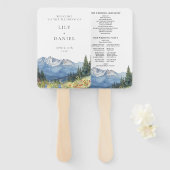 Éventail Watercolor Mountain Fleur sauvage Wedding Program (Devant et derrière)