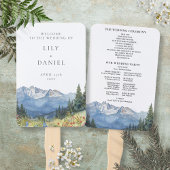 Éventail Watercolor Mountain Fleur sauvage Wedding Program