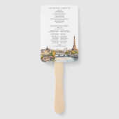 Éventail Watercolor Paris France Programme de Mariage (Dos)