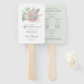 Éventail Watercolor Pastel Programme de mariage Succulents (Devant et derrière)