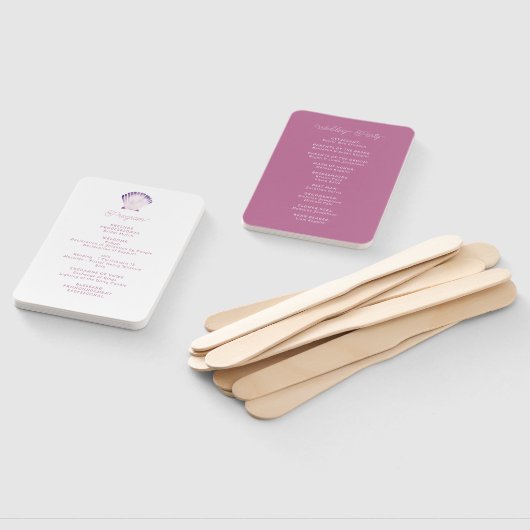 Éventail Watercolor Purple Seashell Wedding Programme (Non-assemblé)