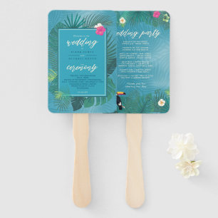 Éventail Watercolor Tropical Wedding Party Turquoise ID577
