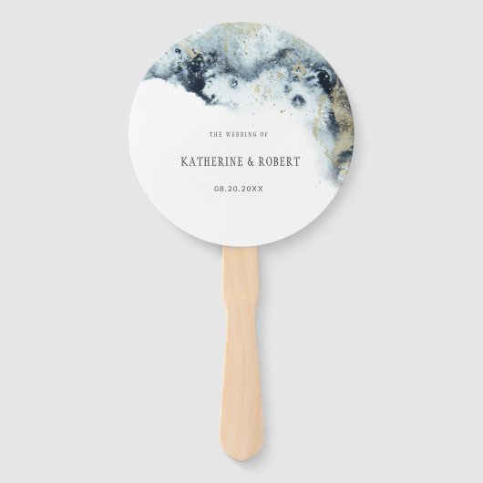 Éventail Watercolor Waves Programme de mariage Ventilateur  (Devant)