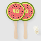 Éventail Watermelon Rose Age 40 (Devant et derrière)