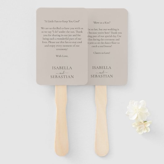 Éventail Wedding Beige Love Fun Quote (Devant et derrière)