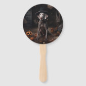 Éventail Weimaraner Citrouilles Halloween Épouvantable (Devant)