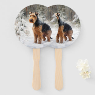 Éventail Welsh Terrier Qu'il neige Noël