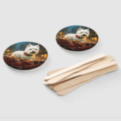 Éventail West Highland White Terrier Festif de Noël (Non-assemblé)