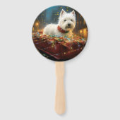 Éventail West Highland White Terrier Festif de Noël (Devant)