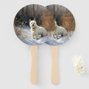 Éventail West Highland White Terrier Laissons neiger Noël