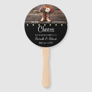 Éventail Western Cowboy Bottes Floral Rustique Mariage