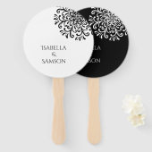 Éventail Whimsical Black and White Flouring (Devant et derrière)