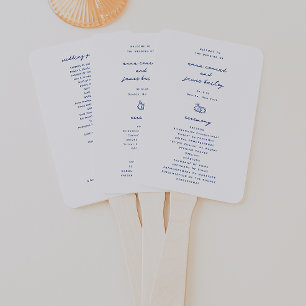 Éventail Whimsical Blue Doodle Programme de mariage