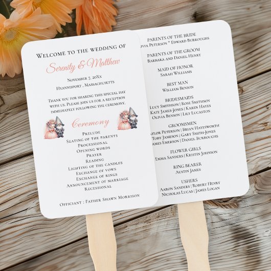 Éventail Whimsical Gnome Woodland Forest Wedding Programme