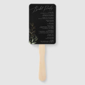 Éventail Whimsical Greenery Black and Gold Wedding Program (Dos)