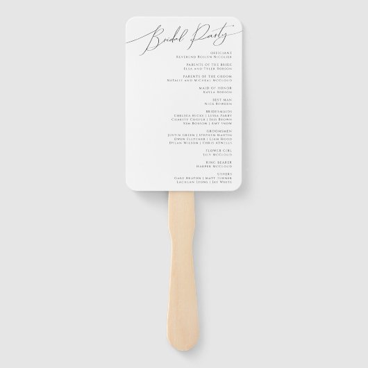 Éventail Whimsical Minimalist Programme de mariage de scrip (Dos)