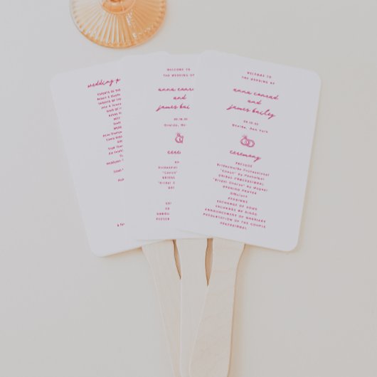 Éventail Whimsical Pink Doodle Wedding Programme