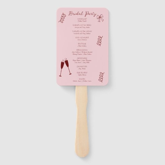 Éventail Whimsical Quirky Squigles Programme de mariage ros (Dos)