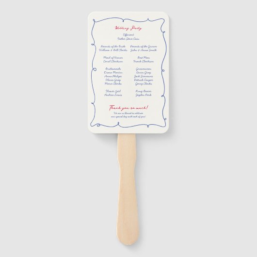 Éventail Whimsical Wavy Border & Script Wedding Programme (Dos)