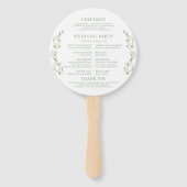 Éventail White Green Floral Wreath Boho Programme de mariag (Dos)