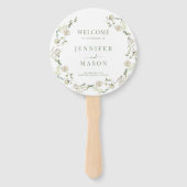Éventail White Green Floral Wreath Boho Programme de mariag (Devant)