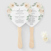 Éventail White Rose Botanical Wedding Programme (Devant et derrière)