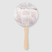 Éventail White & Rose Gold Agate Programme de cérémonie des (Dos)