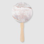 Éventail White & Rose Gold Agate Programme de cérémonie des (Devant)