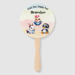 Éventail Wild One Happy Fun Woodland Animaux Aquarelle