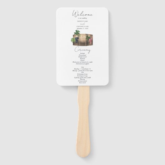 Éventail Wine Barrel Winery Vineyard Wedding Programme (Devant)