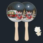 Éventail Winter French Bulldog Caravan Christmas Adventure<br><div class="desc">Laissez-vous tenter par la magie d'une nuit d'hiver enneigée alors qu'une caravane glisse gracieusement à travers le paysage illuminé par la lune. La beauté sereine de la neige scintillante et l'éclat enchanteur de la lune créent une scène captivante, promettant une aventure de Noël inoubliable remplie de chaleur, de joie et...</div>
