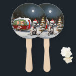 Éventail Winter Great Dane Caravan Christmas Adventure<br><div class="desc">Laissez-vous tenter par la magie d'une nuit d'hiver enneigée alors qu'une caravane glisse gracieusement à travers le paysage illuminé par la lune. La beauté sereine de la neige scintillante et l'éclat enchanteur de la lune créent une scène captivante, promettant une aventure de Noël inoubliable remplie de chaleur, de joie et...</div>