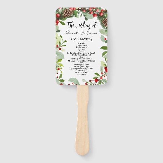 Éventail Winter Red Berries Programme de mariage de Noël Ma (Devant)