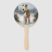 Éventail Wirefox Terrier Chien de Noël de neige (Devant)