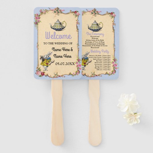 Éventail Wonderland Rabbit Wedding Programme de mariage Ven (Devant et derrière)