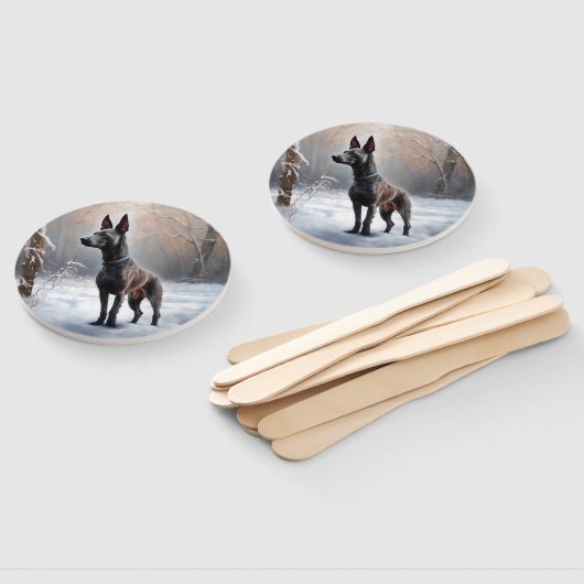 Éventail Xoloitzcuintli Laisser neiger Noël (Non-assemblé)