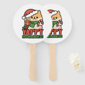 Éventail Yappy Howlidays - Jote Christmas Dog Cartoon (Devant et derrière)