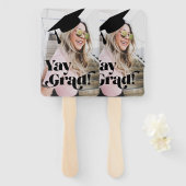 Éventail Yay Grad Fun Grad Graduation Photo Moveable Mortar (Devant et derrière)