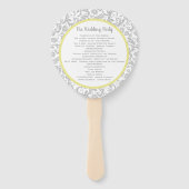 Éventail Yellow Iris et Grey Mariage damassé Programme (Dos)