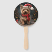 Éventail Yorkshire Terrier dans la neige Noël (Dos)