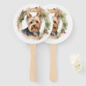 Éventail Yorkshire Terrier Fête de la couronne de Noël Coup (Devant et derrière)