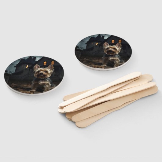 Éventail Yorkshire Terrier Halloween effrayant (Non-assemblé)