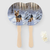 Éventail Yorkshire Terrier Laisser Neige Noël (Devant et derrière)
