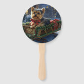 Éventail Yorkshire Terrier Saison de Noël festive (Dos)