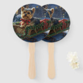 Éventail Yorkshire Terrier Saison de Noël festive (Devant et derrière)