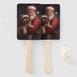 Éventail Yorkshire Terrier Santa Claus Festive Noël