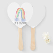 Éventail You are my sunshine watercolor painted rainbow (Devant et derrière)