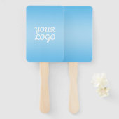 Éventail Your Logo & Modern Simple Ombre | Light Blue (Devant et derrière)