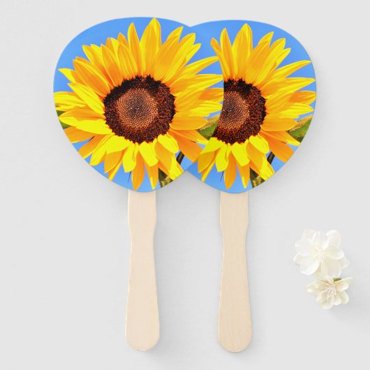 Éventails à main avec tournesols jaunes (Devant et derrière)