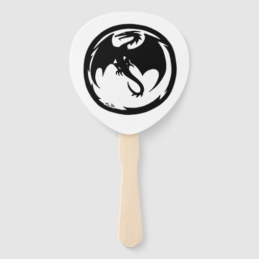 Éventails à main de dragon noir à palette blanche (Devant)